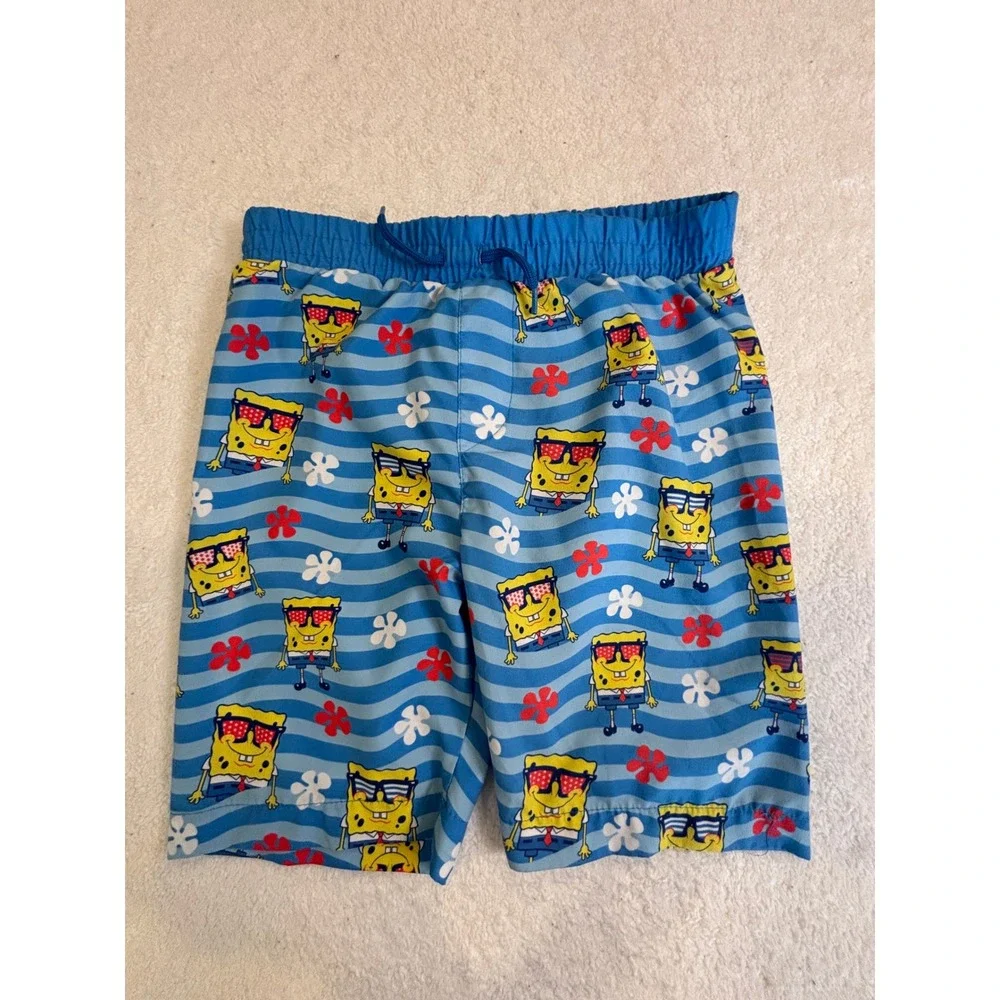 Nickelodeon‎ SpongeBob SquarePants Boys Swim Trunks Blue Striped Size 7